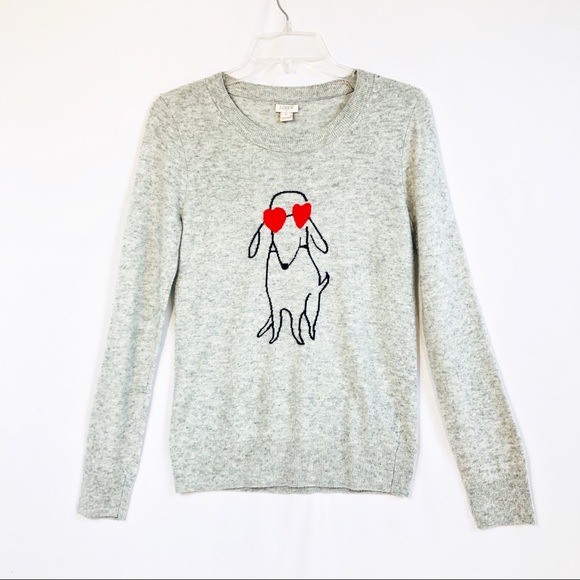 J Crew Heart Eyes Dog Sweater 